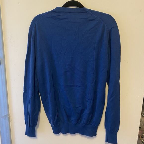 Brunella Gori Italia Sweater Men XL Merinowool Blue VNeck Pullover Luxury Preppy - Picture 9 of 9